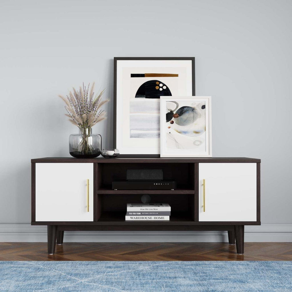 Modway Daxton Mid-Century Modern, 43" TV Stand, Cappuccino White
