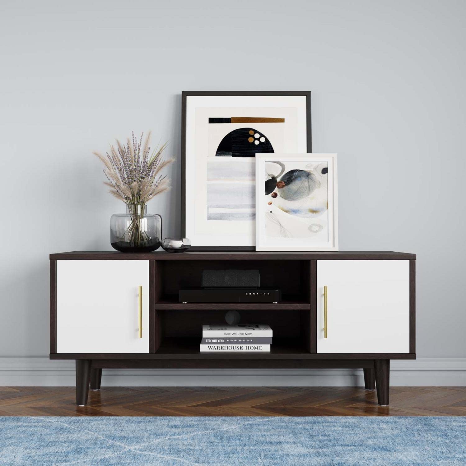 Modway Daxton Mid-Century Modern, 43" TV Stand, Cappuccino White