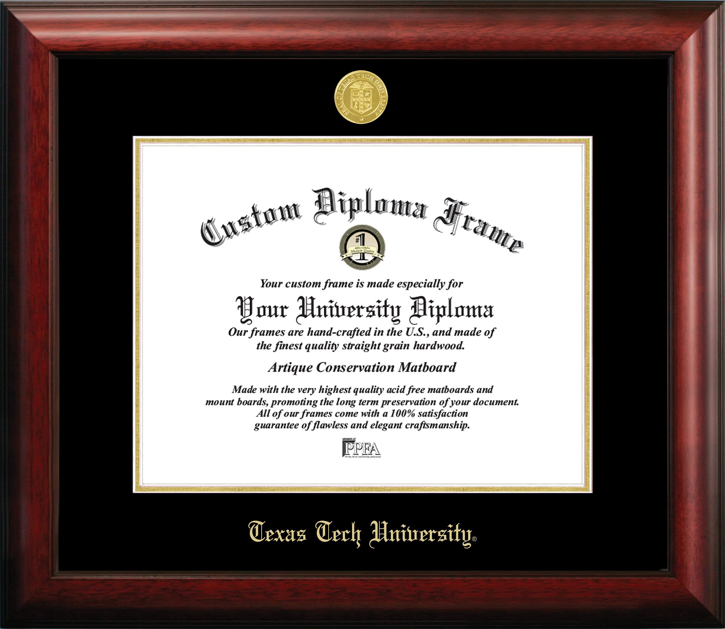 Campus Images Texas Tech University Gold Embossed Diploma Frame