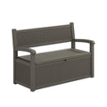 LHBcraft 70 Gallon Deck Bench with Storage,Outdoor Storage Box Bench Waterproof&Lockable, Resin Patio Furniture with Armrest for