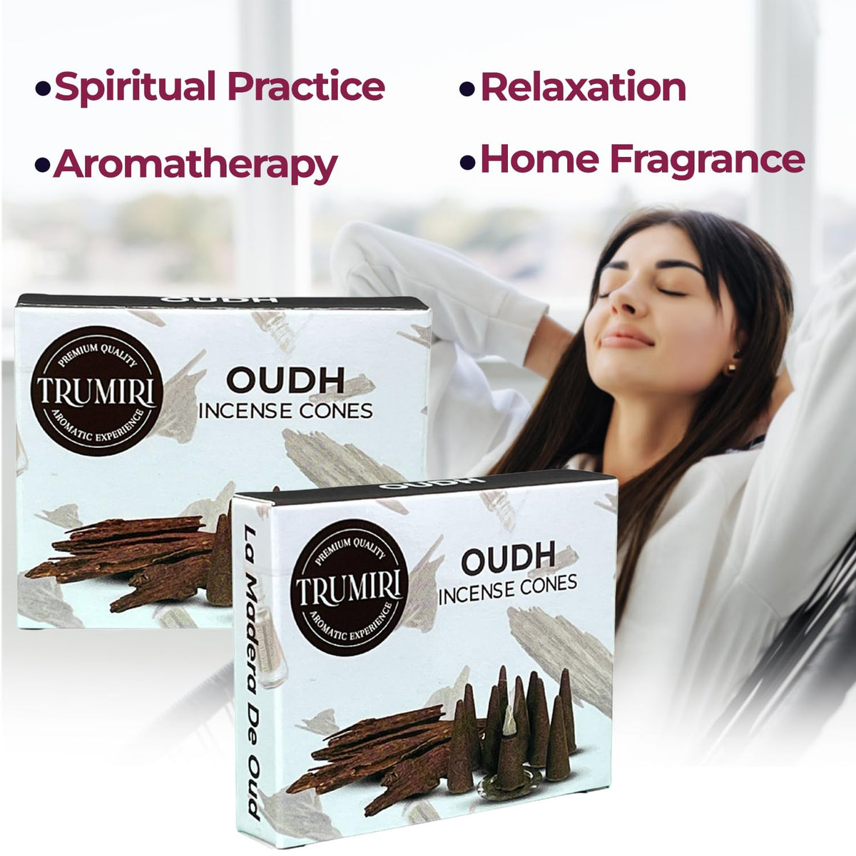TRUMIRI Oud Incense Cones - Pack of 20 Scented Cones - Dual Pack (10 Cones Each) - Premium Quality Aromatic Incense