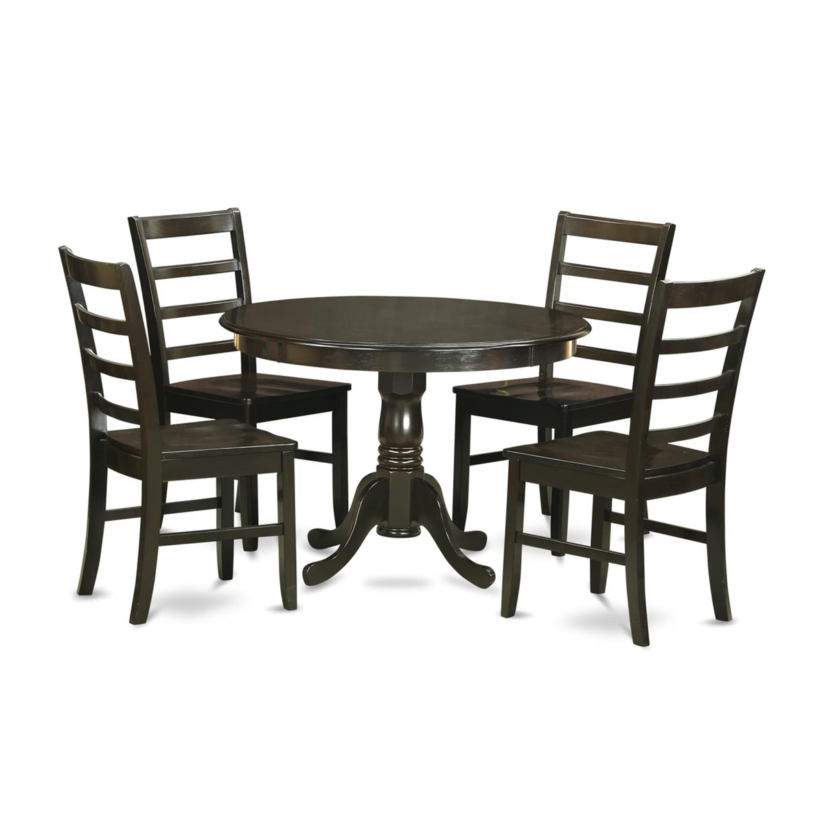 East West Furniture HLPF5-CAP-W 5 Piece Dinette Set for 4 Includes a Round Dining Room Table with Pedestal and 4 Dining Chairs, 42x42 Inch, Cappuccino
