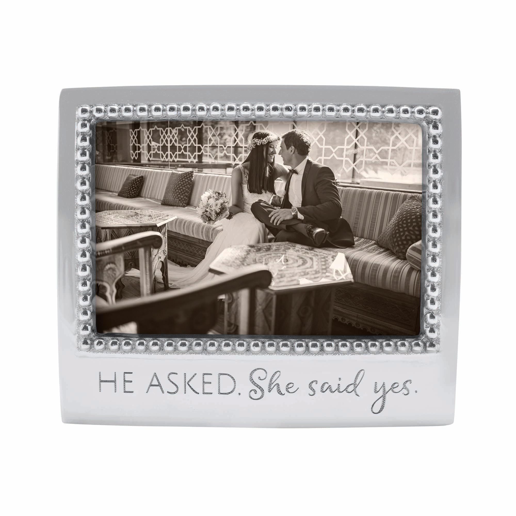 Mariposa ''He Asked. She said Yes'' Frame, Silver, 4'' x 6''