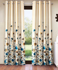 Home Sizzler 2 Pieces Digital Print Eyelet Polyester Door Curtains  7 Feet, Blue