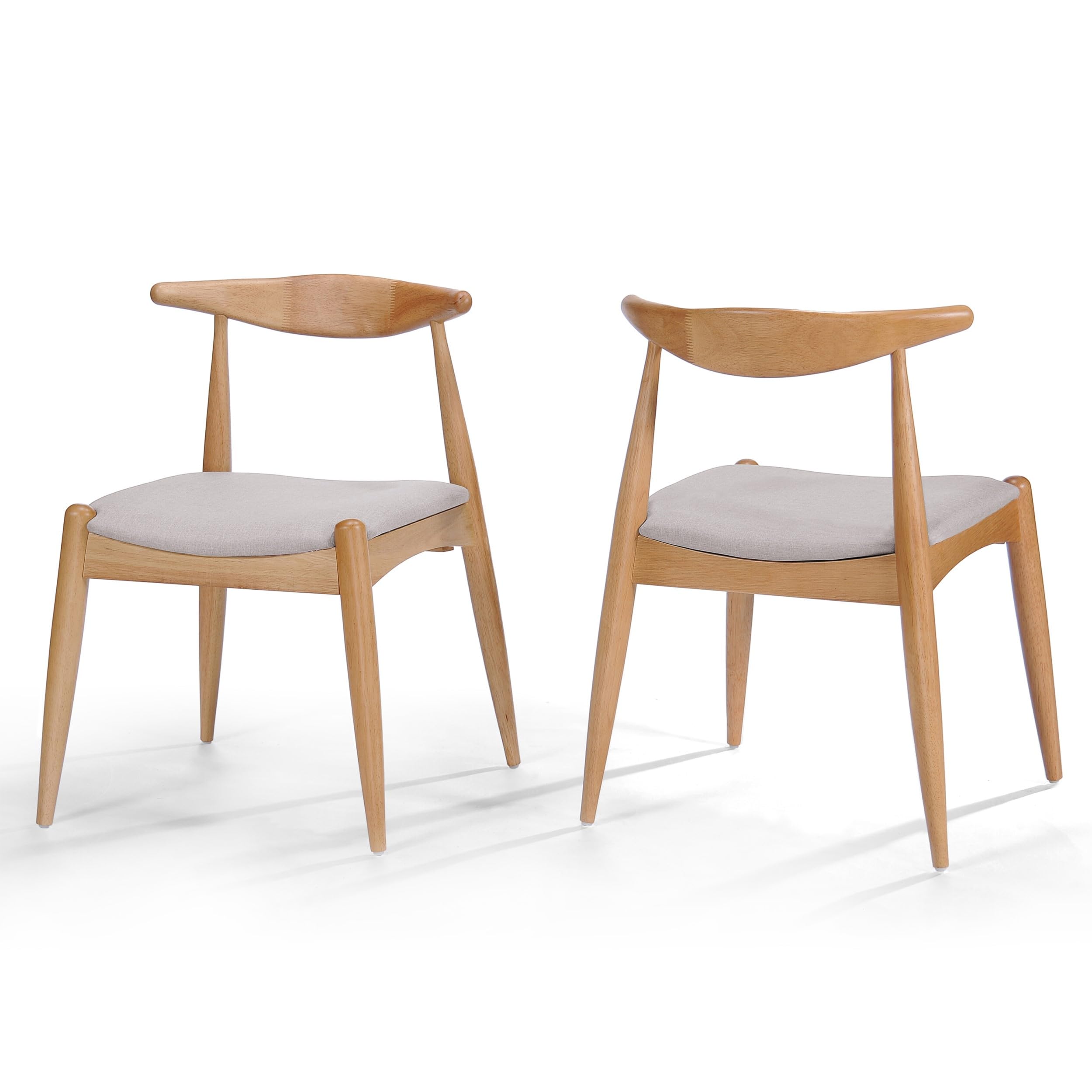 Christopher Knight Home Francie Fabric With Oak Finish Dining Chairs, 2-Pcs Set, Beige
