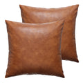 Gegelica 26X26 Inch Faux Leather Throw Pillow Covers, Set Of 2 Brown Large Thick Solid Farmhouse Modern Decorative Pillow Cases
