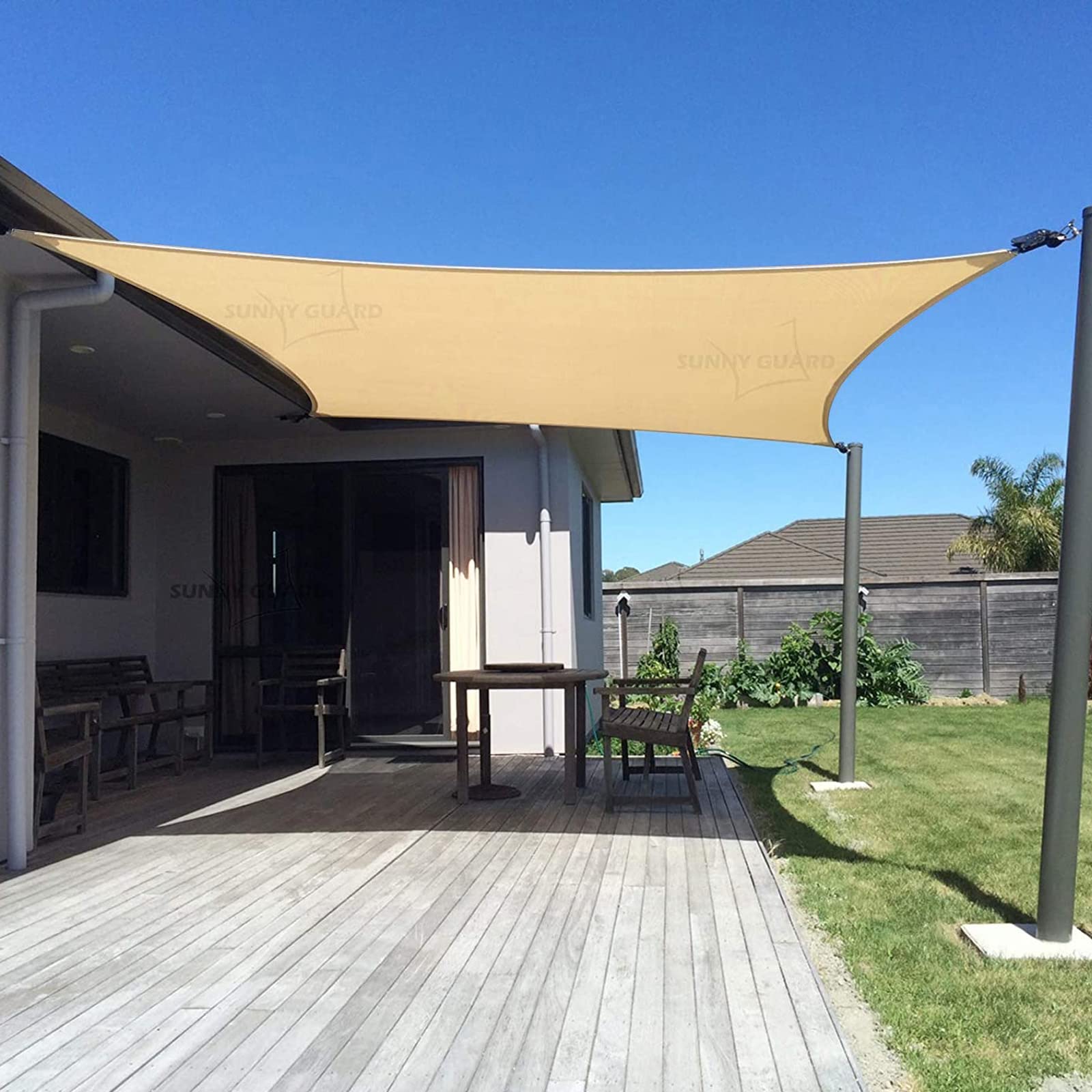 Sunny Guard Custom Size 15'X15' Sand Sun Shade Sail Rectangle Uv Block Shade For Backyard Yard Patio Deck Garden.(Customized.)