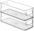 LISHONN Stackable Acrylic Fridge Organizer Sturdy Pantry And Refrigerator Storage Containers Bins With Handles | Medium | Pack o