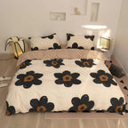 Clothknow Sunflower Comforter Sets Twin White Grey Bedding Sets Pumpkin Grid Bedding Comforter Sets 3Pcs Bed Comforter Sets With 2 Pillowcases