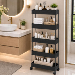 5 Layer Multipurpose Storage Rack With Plastic Pipe, Kitchen Trolley, Rolling Storage Cart With Wheels, Multipurpose Storage Rac