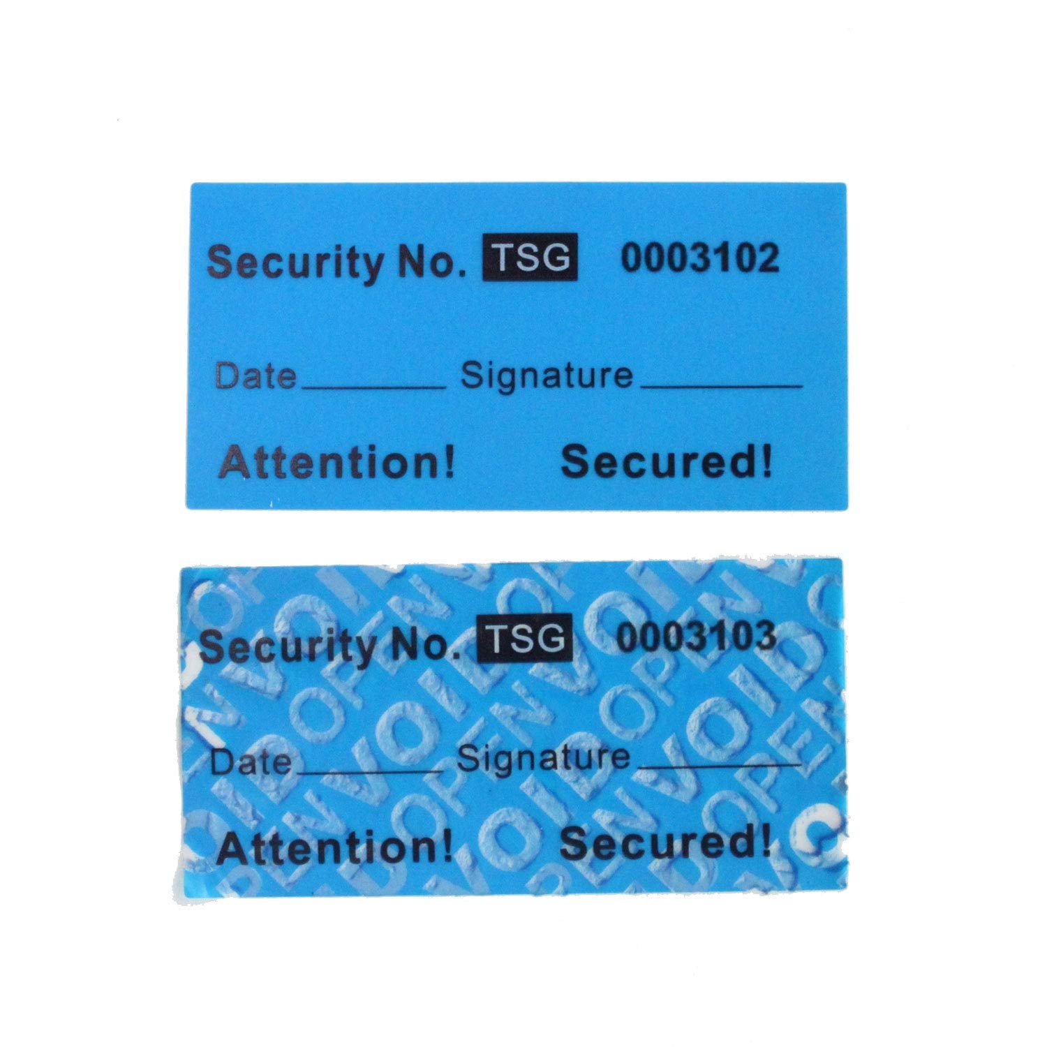 Tamperseals Group - 100Pcs Non Transfer Tamper Resistant Security Warranty Void Labels/Stickers/Seals (Blue, 1 X 2 Inches, Uniqu