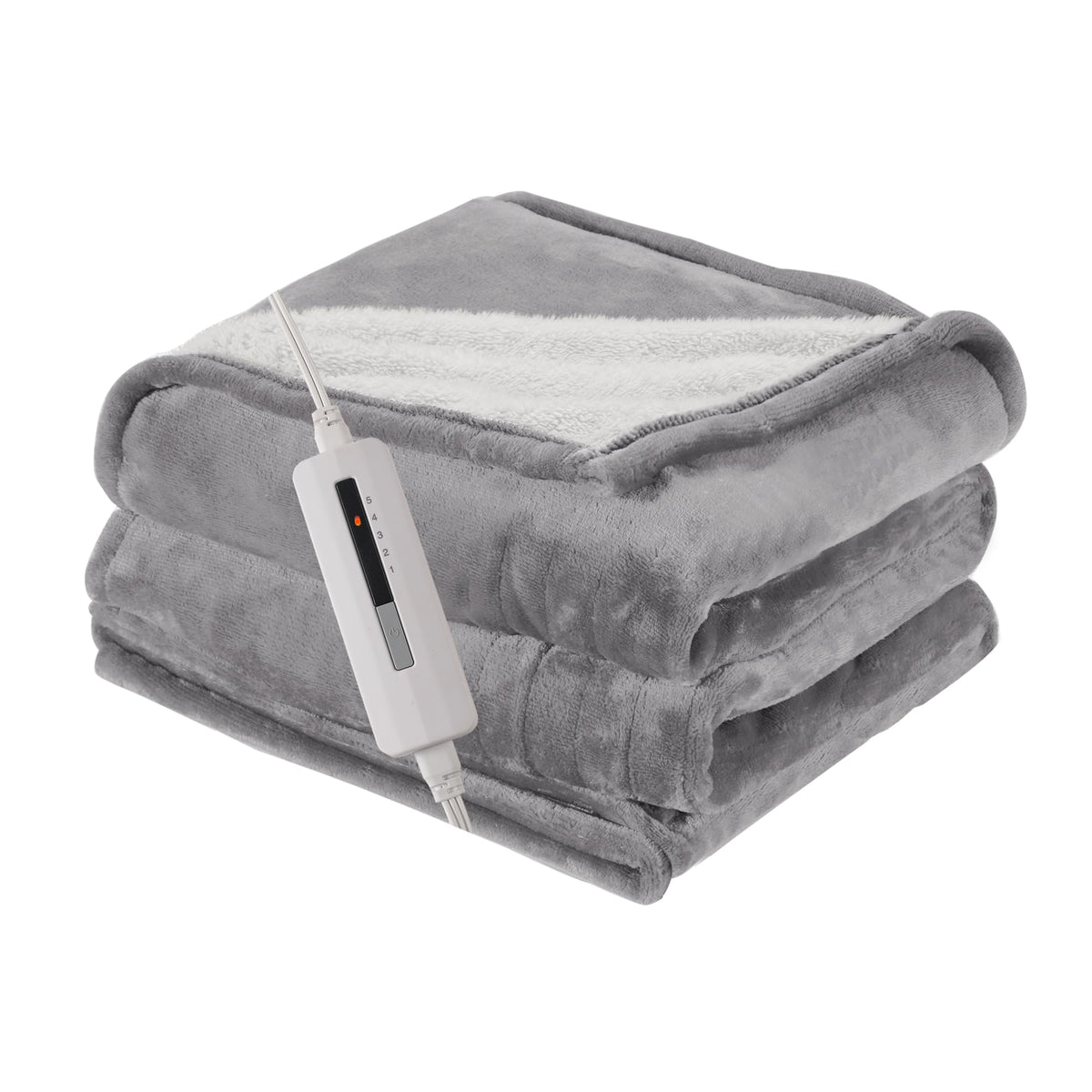 RALYSUN Heated Electric Blanket Throw Size 50x60 Thickened Flannel and Sherpa Heated Blanket, 3 Hours Timer Auto-Off & 5 Heating