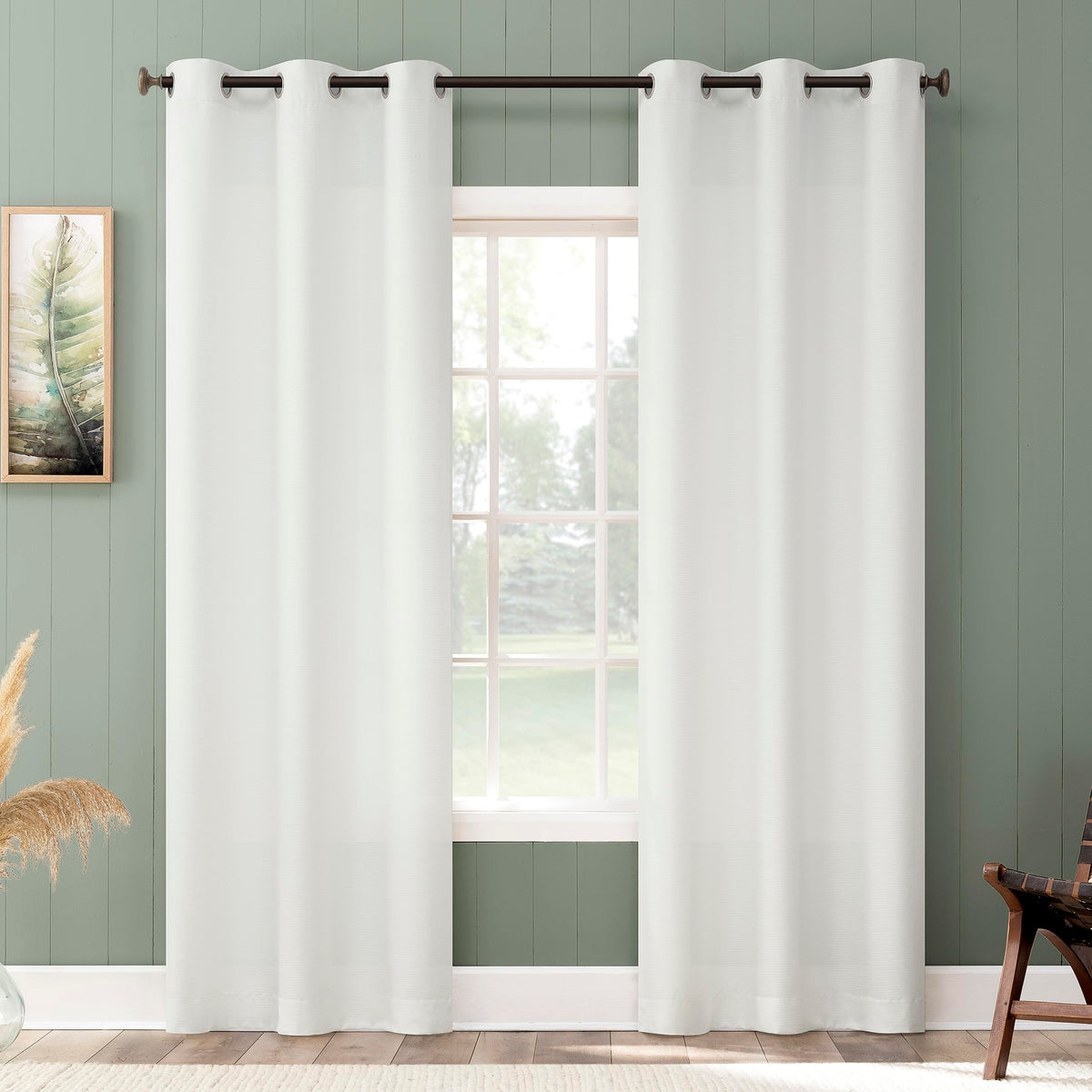 No. 918 Lennox Textured SemiSheer Grommet Curtain Panel, White, 40 W x 84 L (1 Panel)