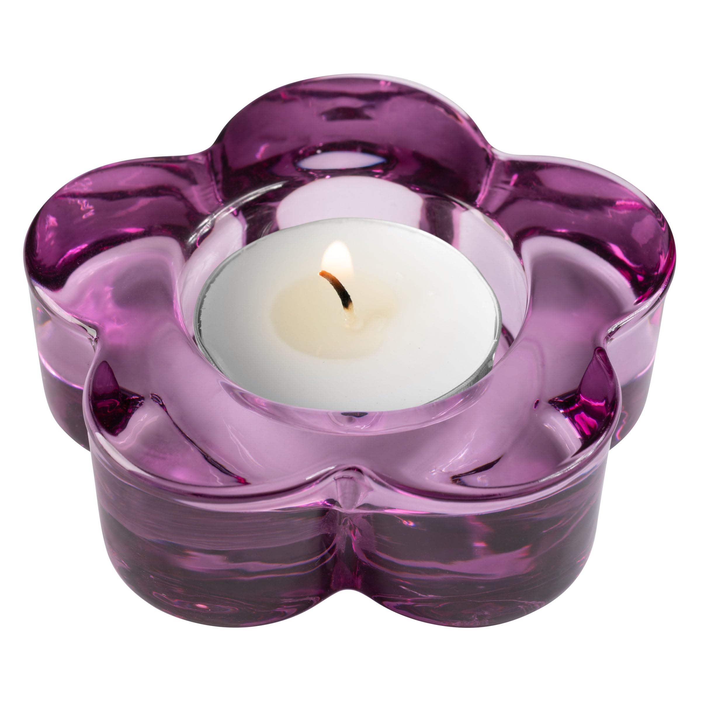 Karma, Glass Flower Tealight Holder, Flower Chunky Glass Candle Holder, Glass Votive Candle Holder for Home and Party Decor, Wed