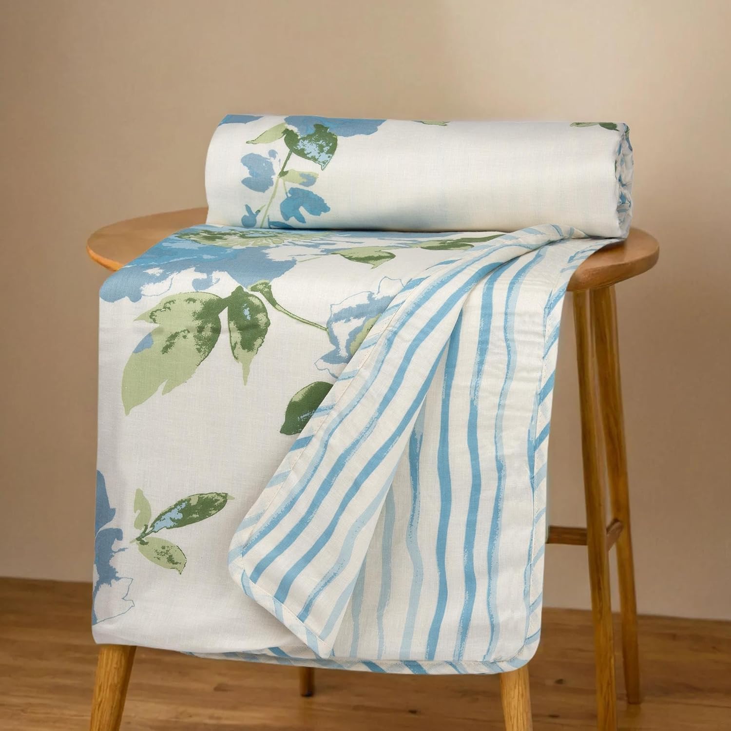 Huesland 100% Cotton Reversible Dohar Double Bed Cotton | Soft Cambric Weave, All Weather Light Comforter Ac Dohar | 86 X 94 Inc