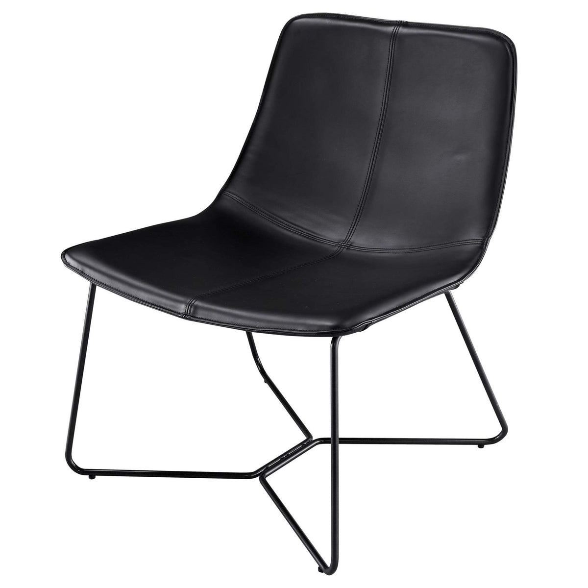 New Pacific Direct Zuma 16.5 Inch  Metal And Pu Leather Accent Chair In Black
