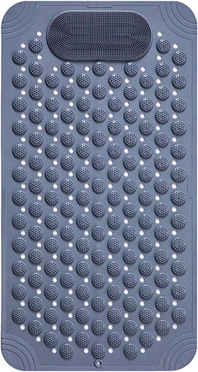 Elvana Anti Skid Bath Mat with Foot Scrubber for Bath Room Shower Mat with Suction Cups & Drain Holes Silicone Floor Mat for Kid