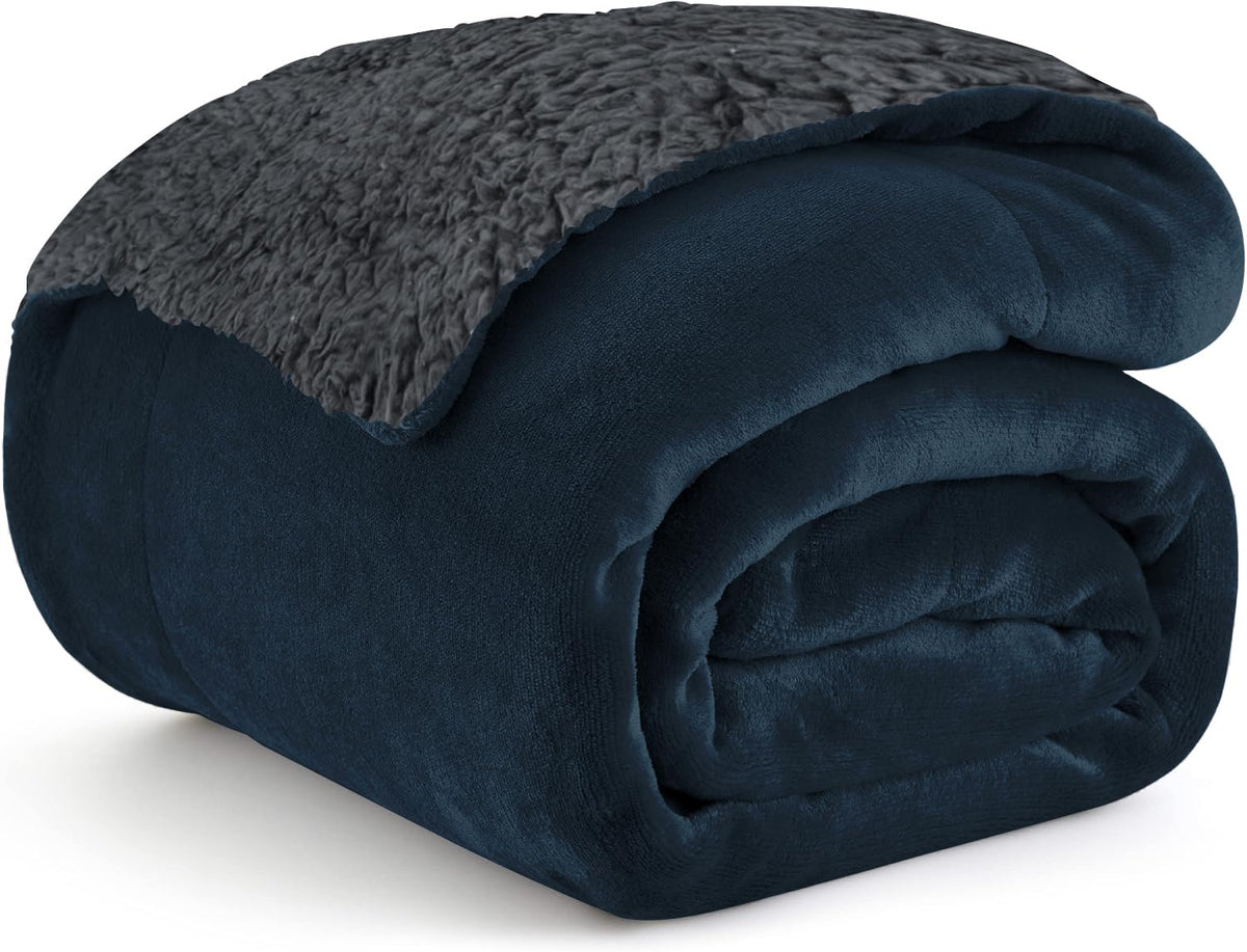 Cloth Fusion Sherpa Fleece AC Blanket for Winter, Double 88x90 inch