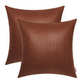 Brawarm Light Brown Leather Throw Pillows 20 X 20 Inches - Snake Leather Pillow Covers Pack Of 2, Faux Leather Decorative Pillow