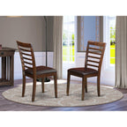 East West Furniture MLC-MAH-LC Milan Dining Chairs - Faux Leather Upholstered Wooden Chairs, Set of 2, Mahogany