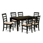 East West Furniture LYPF7-CAP-C Lynfield 7 Piece Kitchen Set Consist of a Rectangle Table with Butterfly Leaf and 6 Linen Fabric Dining Room Chairs, 36x66 Inch