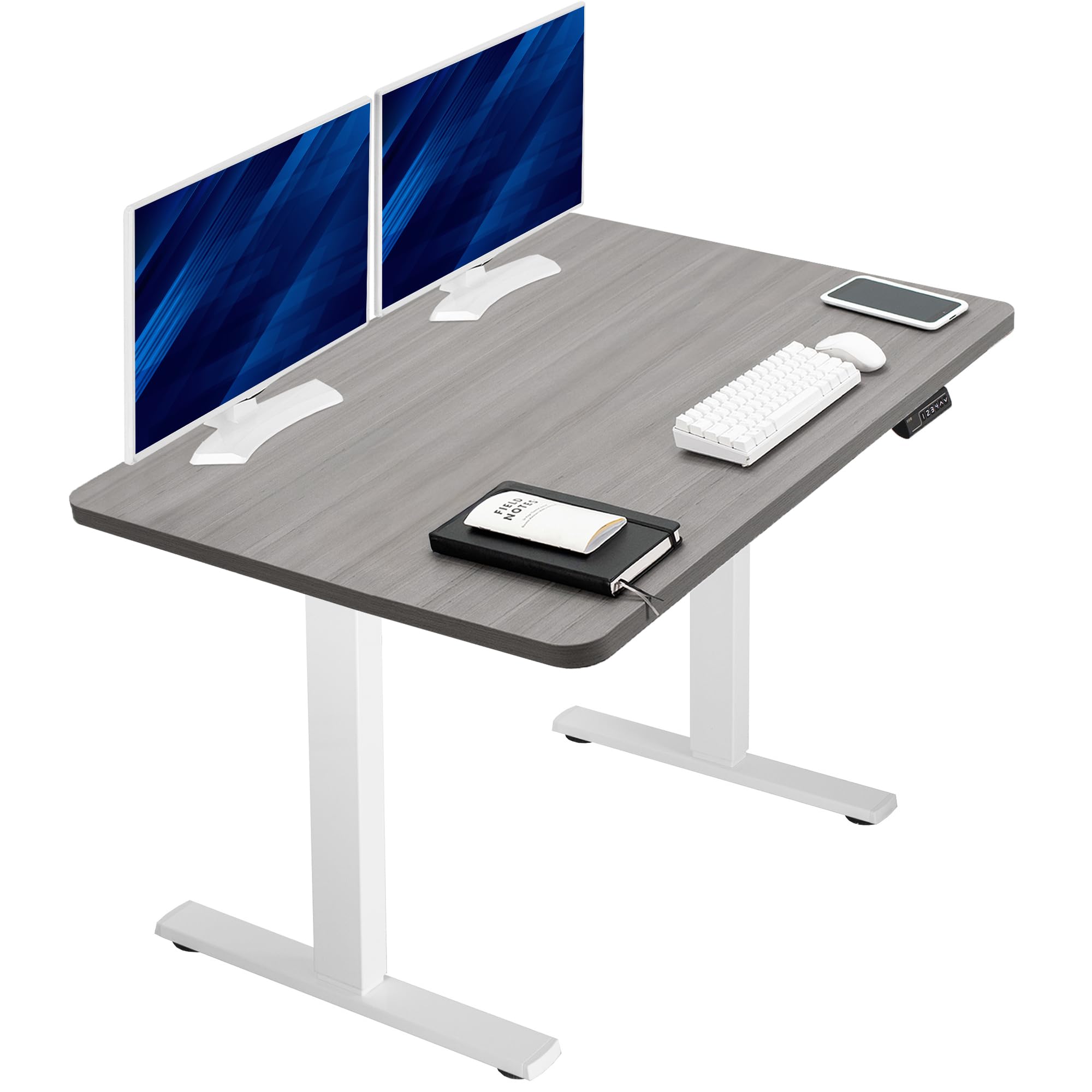 VIVO Electric 48 x 30 in Standing Desk, Memory Height Adjustment, 1B Series, Holds 220 lbs, One-Piece Dark Gray Top, White Frame