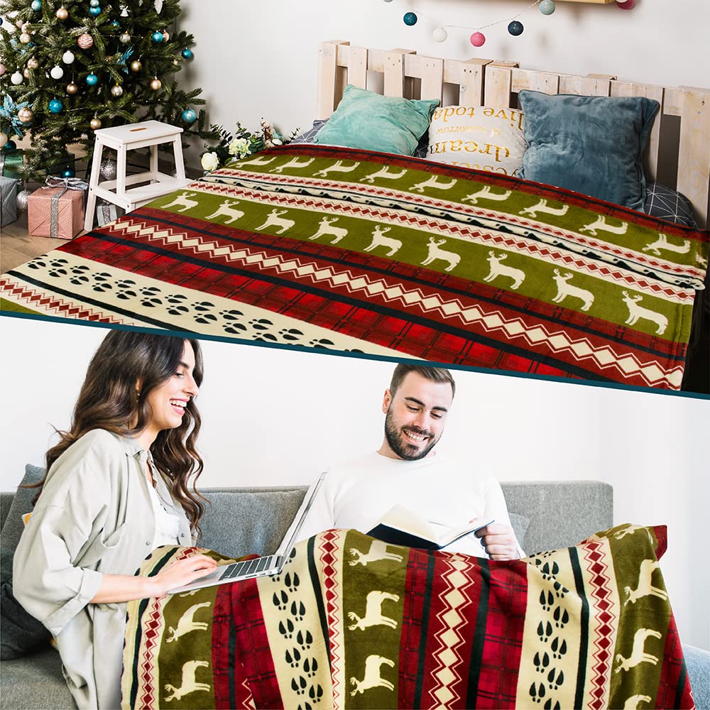 Pavilia Christmas Throw Blanket | Red Christmas Holiday Fleece Blanket | Soft, Plush, Warm Winter Cabin Throw, 50X60 (Red Christ