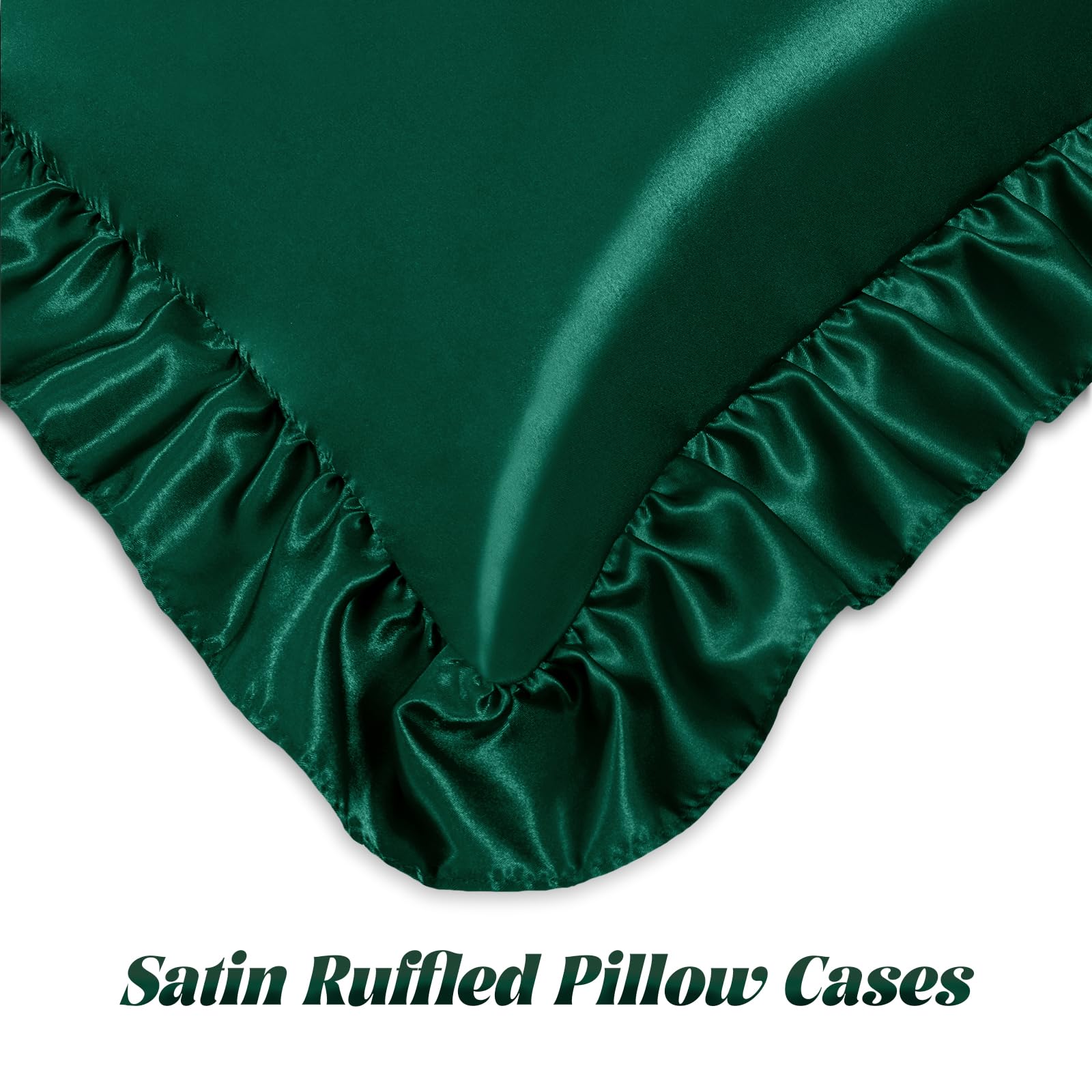 Homiest Ruffle Satin Pillowcase For Hair And Skin, Standard Satin Pillow Covers Silky Pillow Cases Set Of 2, Satin Ruffled Pillo