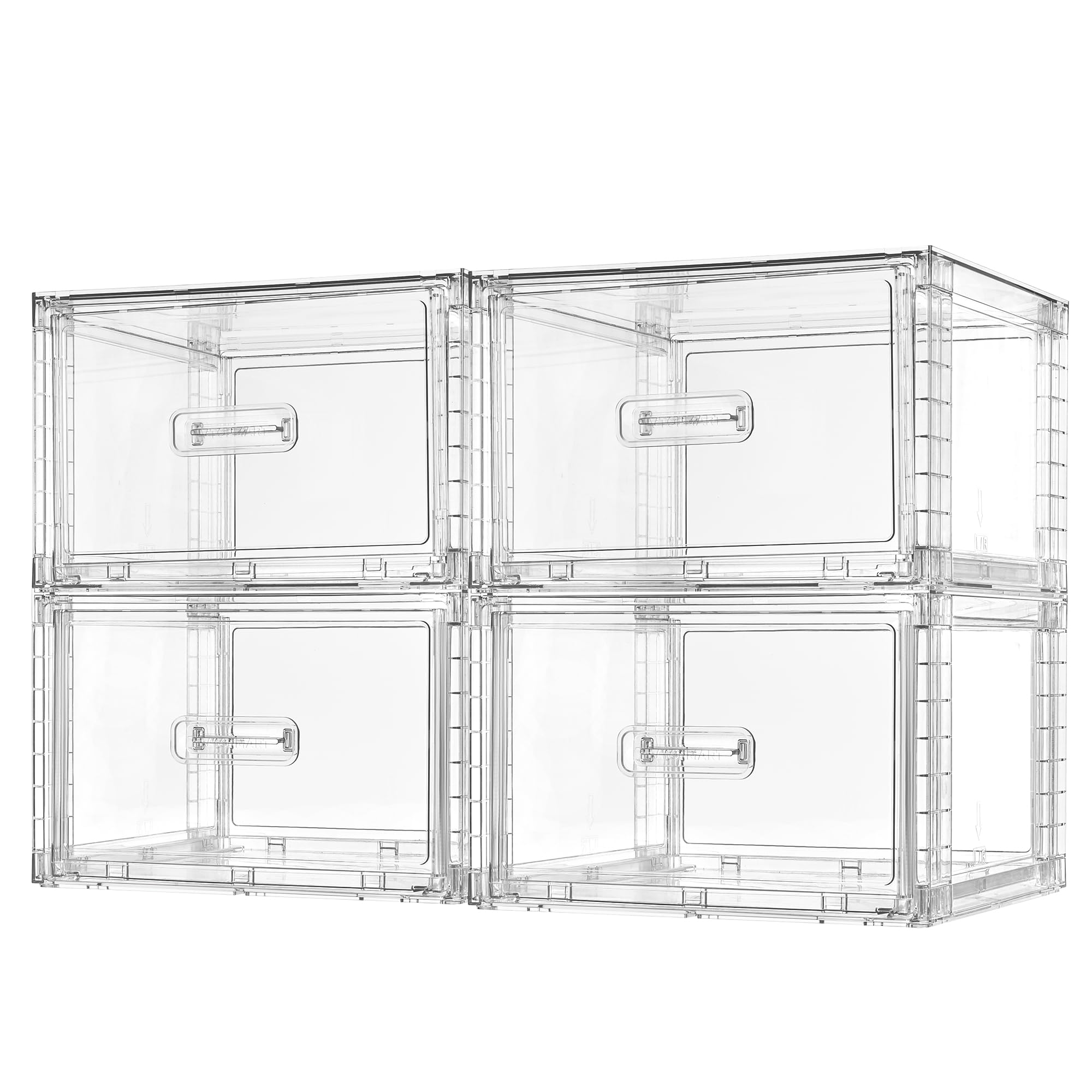 Vtopmart 4 Pack 18QT Clear Stackable Storage Drawers,Easily Assemble Closet Organizers,Plastic Storage Bins for Bathroom,Cabinet