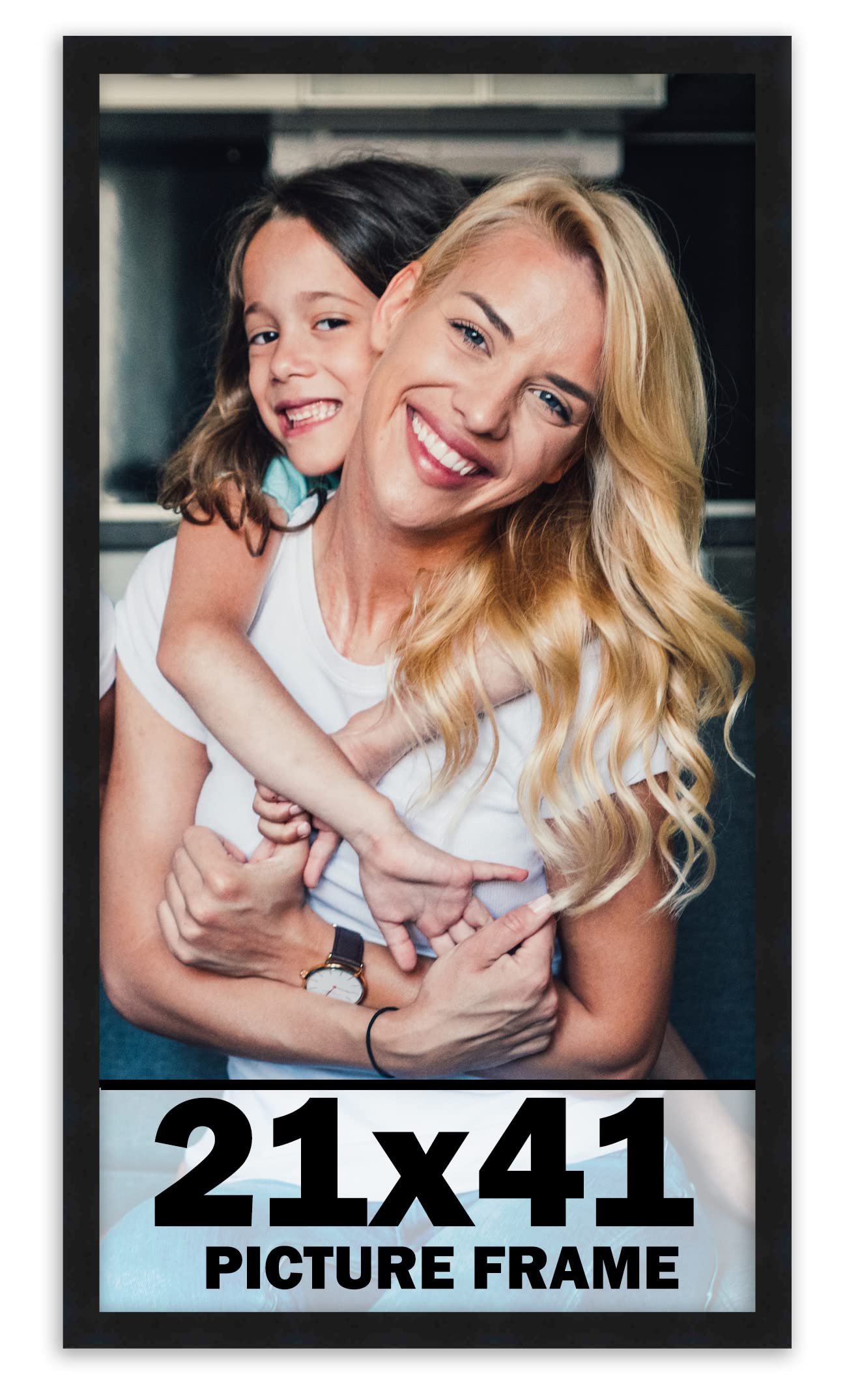 21x41 Frame Black Picture Frame - Complete Modern Photo Frame Includes UV Acrylic Shatter Guard Front, Acid Free Foam Backing Bo