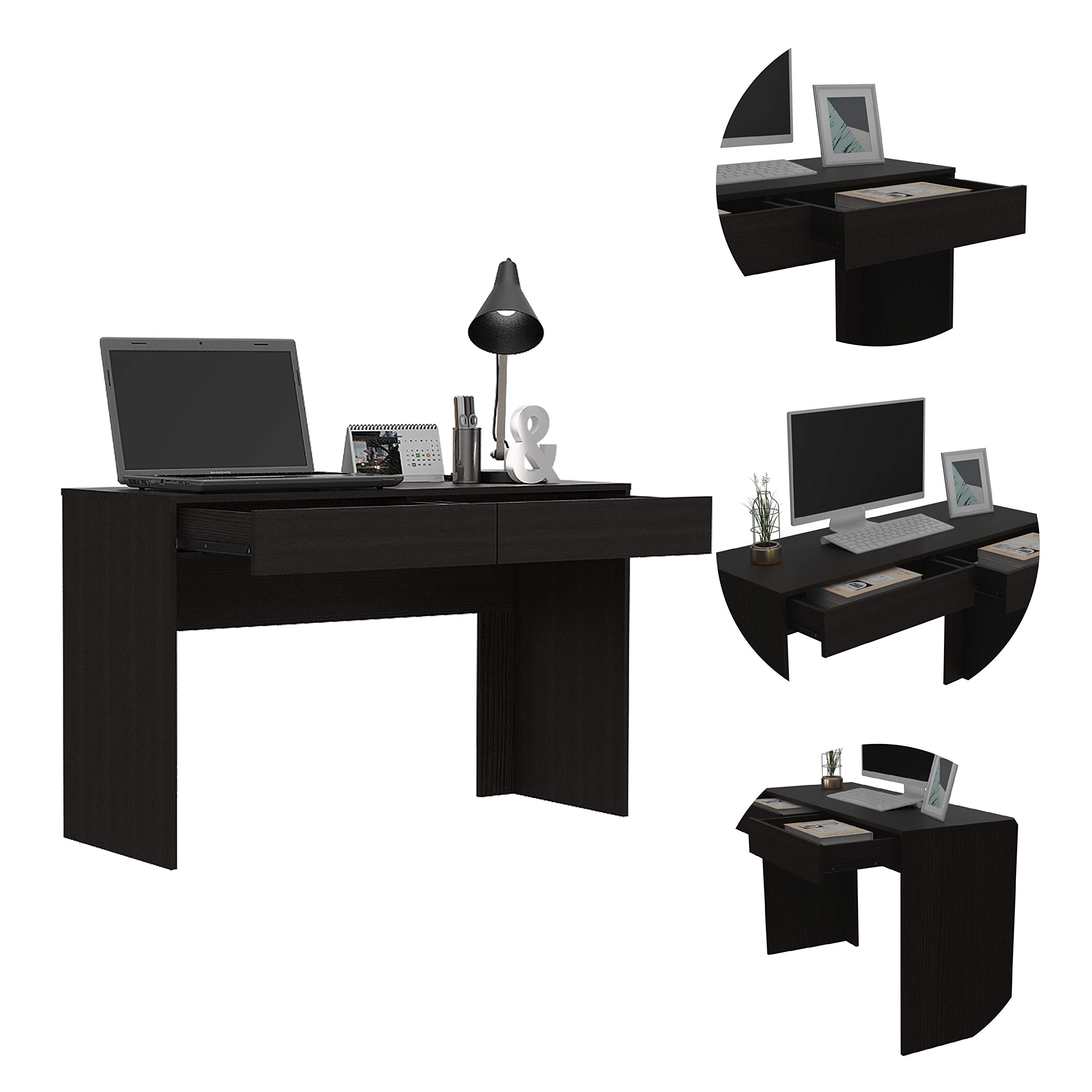 DEPOT E-SHOP Acanto 2 Drawer Writing Computer Desk, 29.5" H, Black, Office