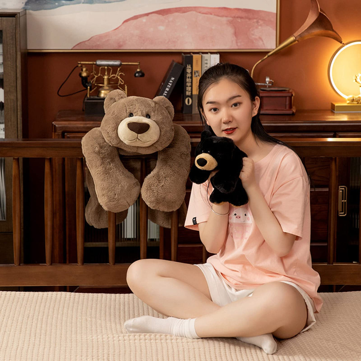 Ronivia Weighted Stuffed Animals, Weighted Bear Stuffed Animal Toy Cute Black Bear Plush Pillow Weighted Plush Animals Toy, 11.8