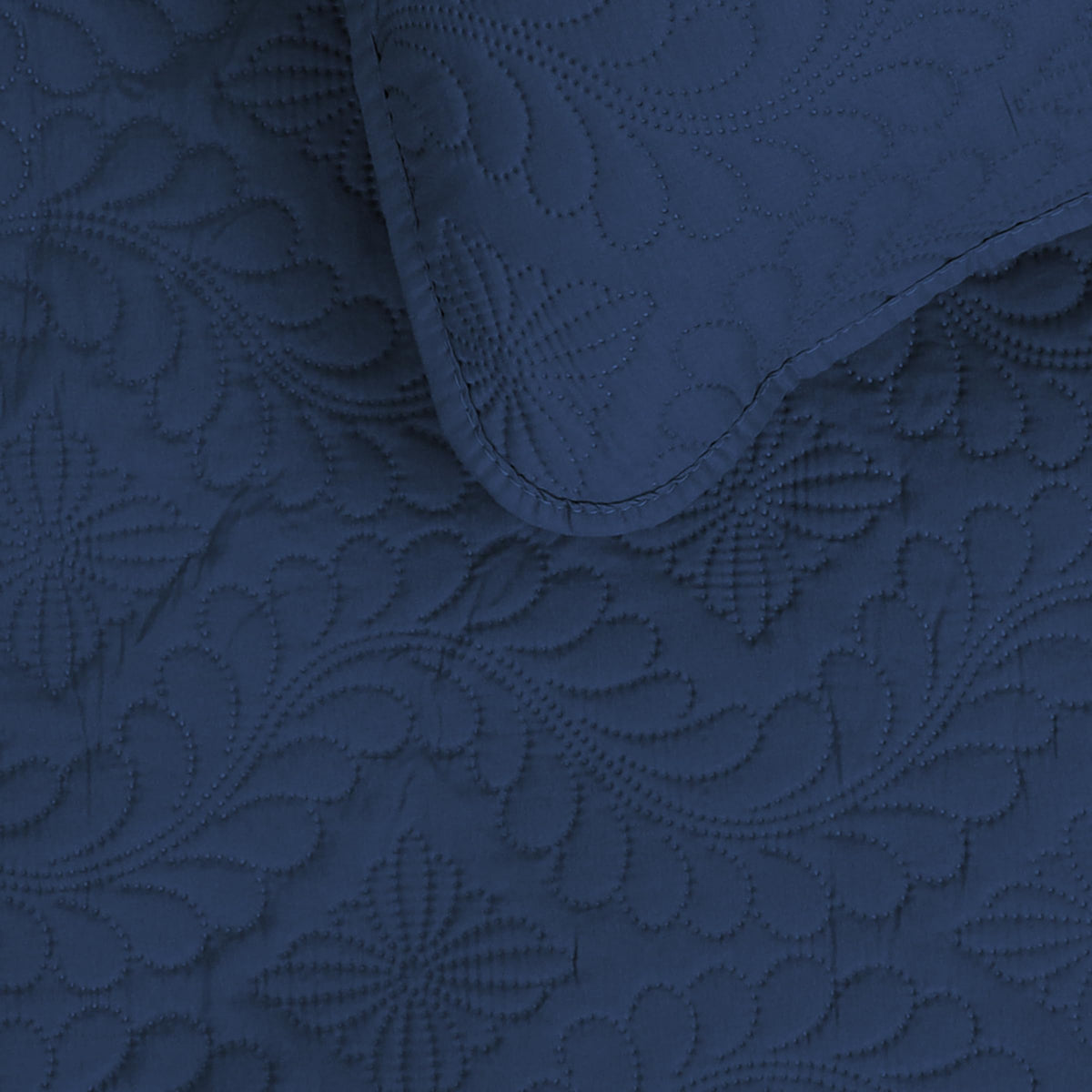 Easy-Going Full/Queen Size Reversible Quilt Set With 1 Quilt And 2 Pillow Shams, Soft Bed Quilt Cover, Water Resistant Lightweight Bedspread, Stain Resistant, Olive Leaf-Dark Blue/Light Blue