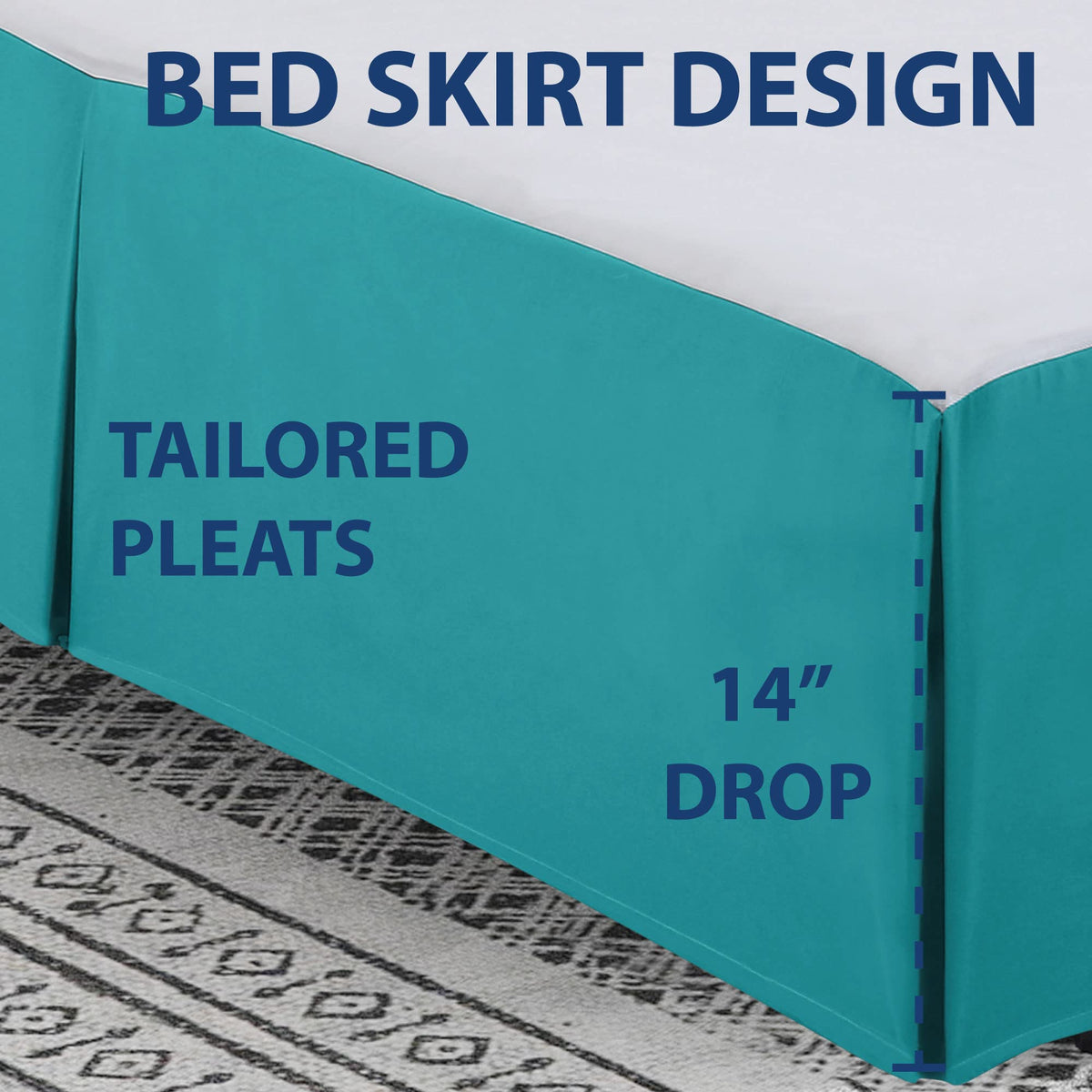 Cathay Home Double Brushed Microfiber Pleated Easy Fit Bed Skirt, Ultra Soft, Fade And Wrinkle Resistant - Larkspur Blue, Queen