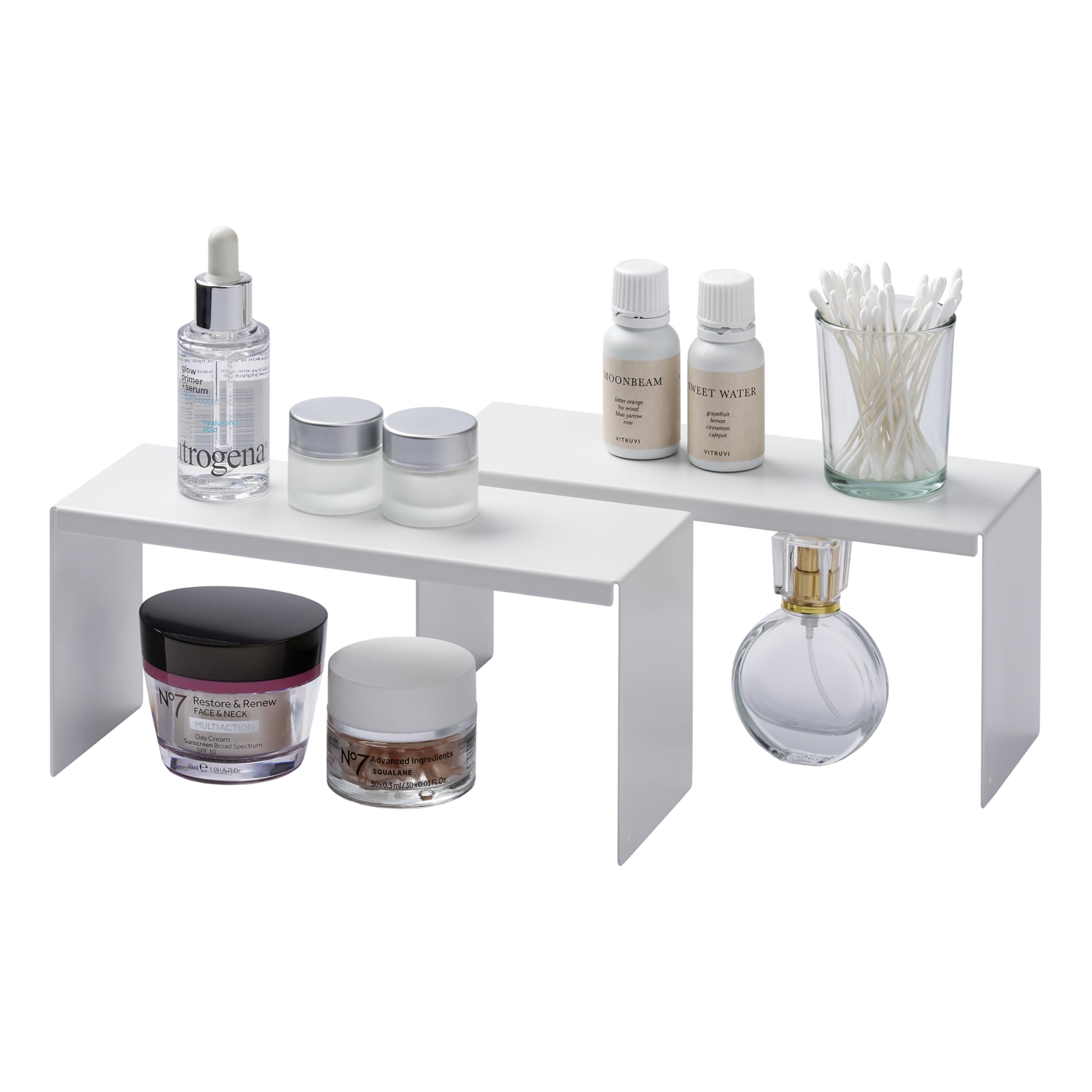 Yamazaki Home Tower Medicine Cabinet Vanity Storage Racks - Set of 2, Bathroom Mirror Organizer Risers - Steel -