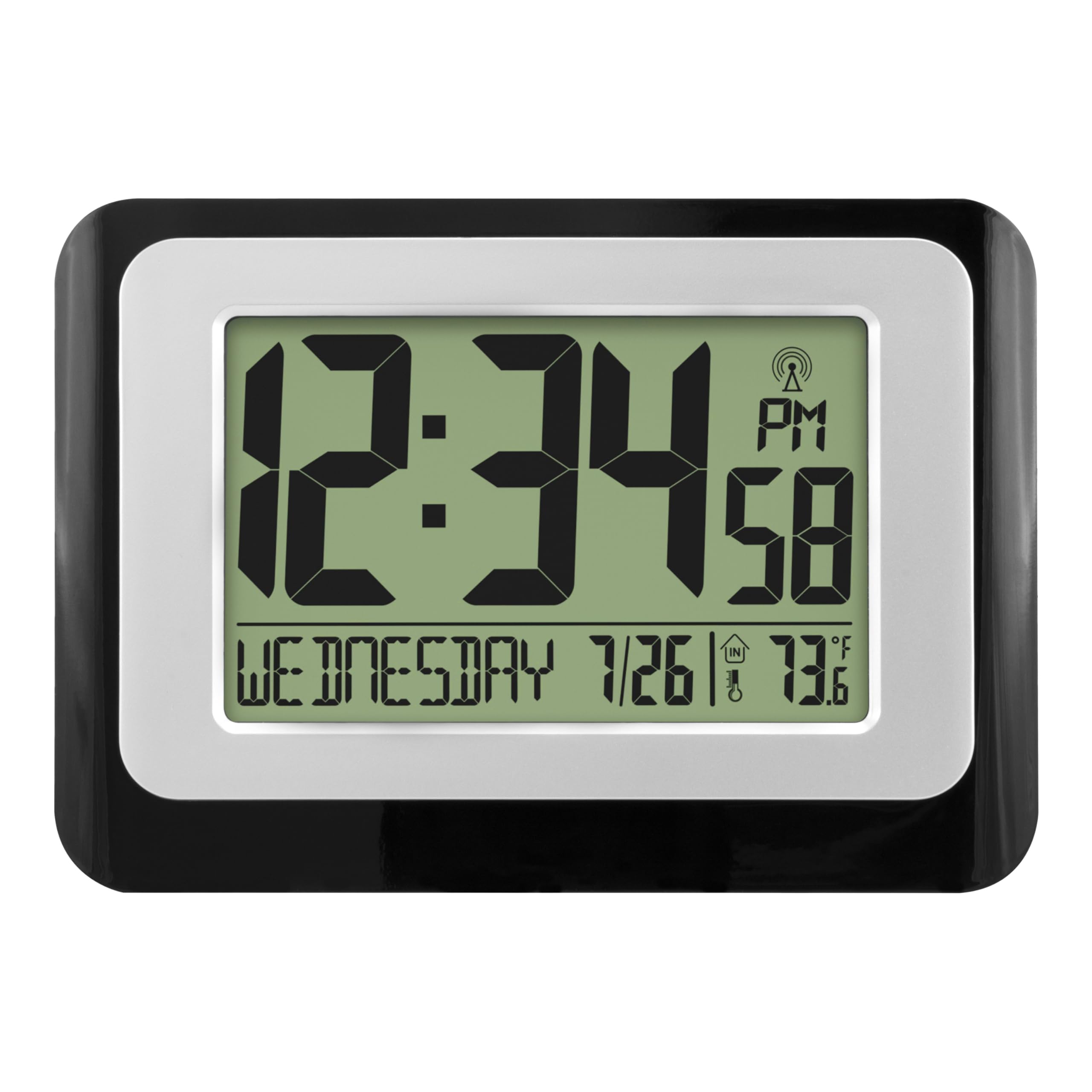 La Crosse Technology W88631 Digital Atomic Black Wall Clock with Temperature