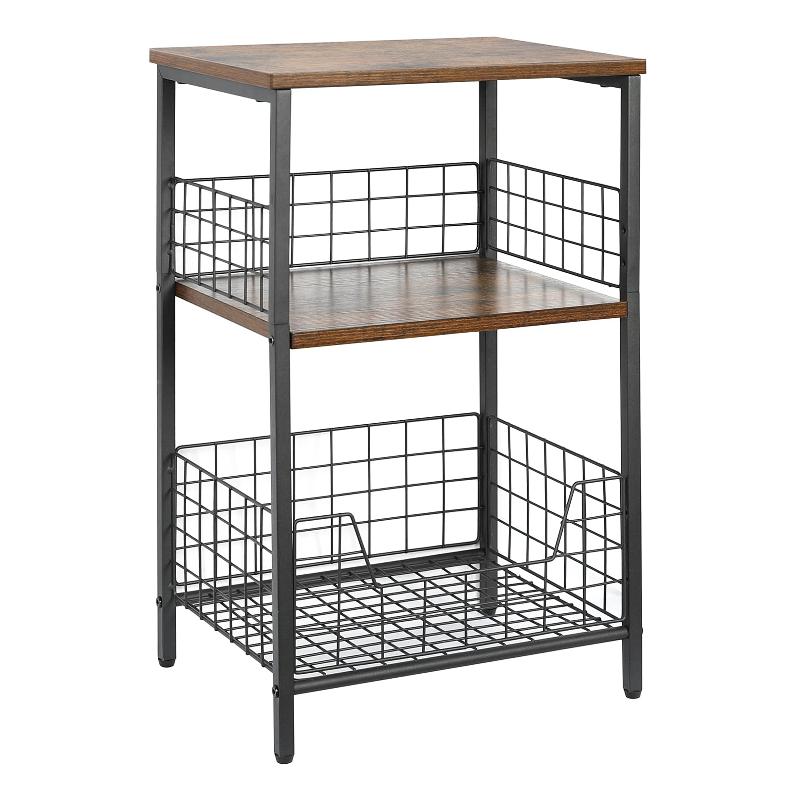 X-cosrack Side Table, Industrial Retro End Table Nightstand Storage Shelf for Living Room Bedroom Kitchen Family and Office,Smal