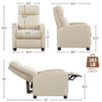 Yaheetech Modern Fabric Recliner Chair Sofa Adjustable Single Sofa With Thicker Seat Cushion And Backrest For Living Room Home Theater, Beige