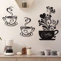 Kitchen Wall Decor Sticker Coffee Tea Cup Flower Wall Art Decor Sticker Black Coffee Cup Wall Art Stickers Removable DIY Vinyl W