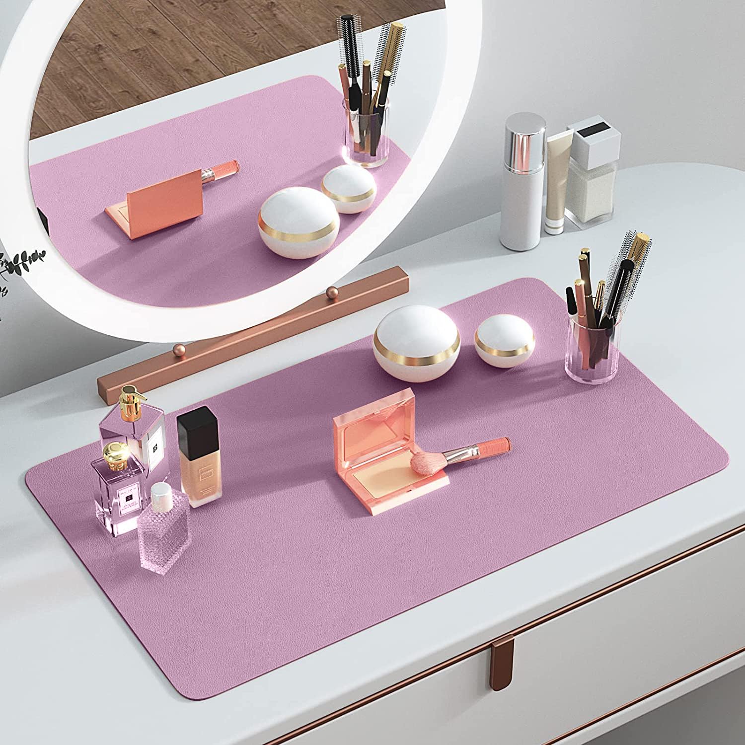 Makeup Mat For Vanity Top Protector, Cover Work Table Waterproof, Oilproof Dustproof Smooth And Soft, Purple 23.6'X11.8'From N