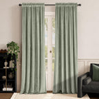 Lazzzy Grayish Green Velvet Curtains Room Darkening Thermal Insulated Curtains 120 Inch Length Window Drapes For Bedroom Living Room Super Soft Luxury Rod Pocket Window Treatment 2 Panels