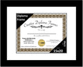 Creative Picture Frames 15x20 Classic Black Diploma Frame with White Mat Glass Easel and Installed Wall Hangers | Frame Holds 18