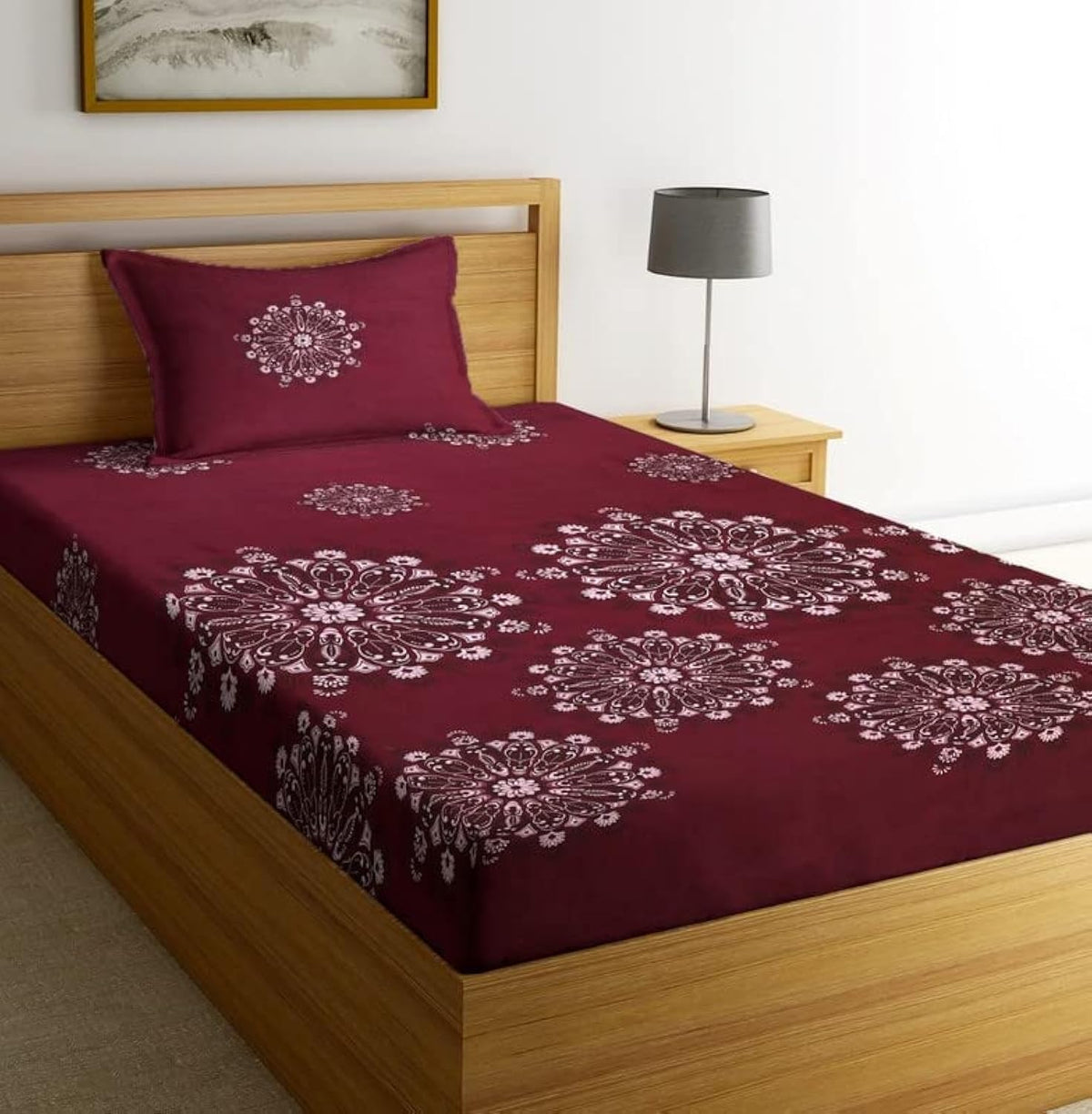 CLiDE 180TC Cotton Single Bedsheet for Single Bed (60 X 90 Inches) with 1 Matching Pillow Cover (17 X 27 Inches), Soft & Breatha