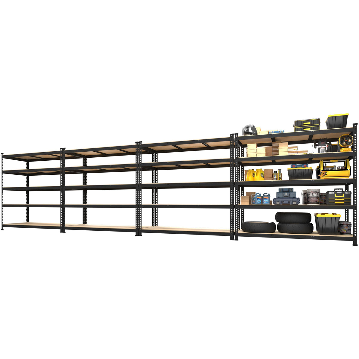 Primezone 4 Pack Storage Shelves 48' X 24' X 72', 5 Tier Adjustable Garage Storage Shelving, Heavy Duty Metal Storage Utility Rack Shelf Unit For Warehouse Pantry Closet Kitchen, Black