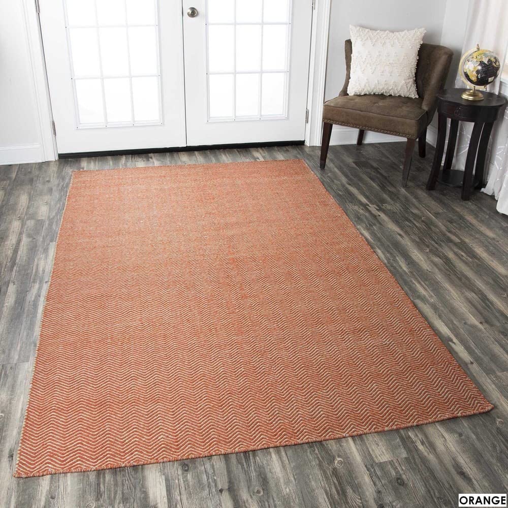 Rizzy Home | Tw2922 | Twist Collection | Wool Area Rug | 9' X 12' | Blue/Off White Chevron