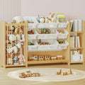 3in1 Montessori Toy Organizer with Bookshelf, 9 Clear Bin & Plush Storage