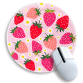 Gctriki Strawberry Mouse Pads For Desk, Cute Small Round Mousepad With Stitched Edge Non-Slip Rubber Base, Comfortable Computer
