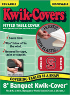 Collegiate Kwik-Covers Rectangle Plastic Table Covers, Bundle Of 2 (North Carolina State University, 8')