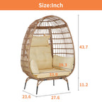 Egg Chair Egg Basket Lounge Chair Rattan Chair Steel Frame Oversized Indoor Outdoor Lounger Simple Installation With 4 Comfort Cushion And Stand,352Lb Capacity For Patio Garden Living Room,White