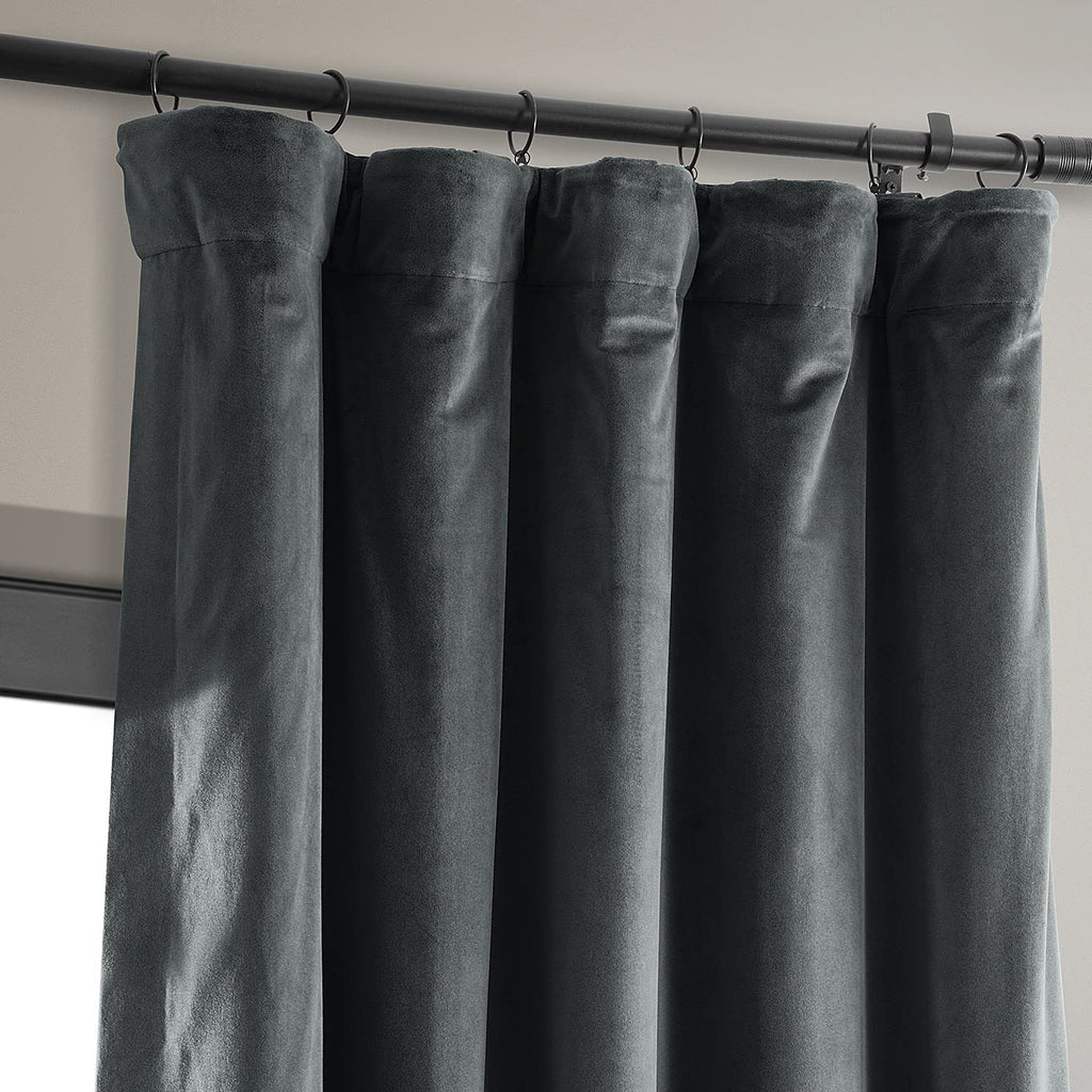 Hpd Half Price Drapes Signature Velvet Thermal Blackout Curtains For Living Room 84 Inch Long (1 Panel) Rod Pocket Insulated Blackout Curtains For Bedroom Window Curtains, 50W X 84L, Natural Grey